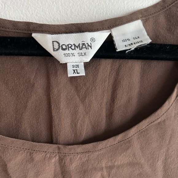 Vintage silk Brown Sleeveless Women's Top - Picture 3 of 3